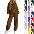 thumbnail image 1 of WULMLEO 2 Piece Sets Women Matching Hooded Hoodies and Wide Leg Sweatpants Relaxed Two Piece Set Casual Stretch Travel Tracksuit Set Coffee M, 1 of 7