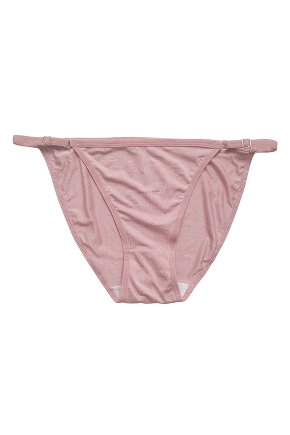 Adjustable G String Thongs for Women Sexy Transparent Underwear Low Rise Womens Thong Panties for Ladies Pink M