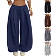 thumbnail image 1 of WULMLEO Baggy Wide Leg Pants for Women Elastic Drawstring Waist Casual Sweatpants With Side Pockets Blue XL, 1 of 8