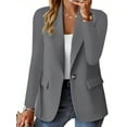 thumbnail image 1 of WULMLEO Blazers for Women Dressy Work Trendy Suits Jacket Tweed Business Fall Oversized Petite Jackets Button Office Linen Cotton Lightweight Dress Mujer Cardigans Dark Gray 3XL, 1 of 2