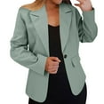 thumbnail image 1 of WULMLEO Women Suits Jacket Petite Button Casual Jackets Oversized Lightweight Fashion Long Sleeve Dressy Blazers Tweed Office Dress Lapel Collar Linen Cotton Mujer Clothing Mint Green XL, 1 of 2