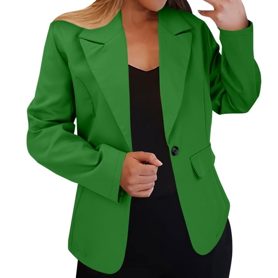 WULMLEO Blazers for Women Oversized Lightweight Fall Blazer Button Work Casual Business Dressy Suits Jacket Lapel Collar Fashion Light Weight Tweed Linen Cotton Mujer Clothing Green L