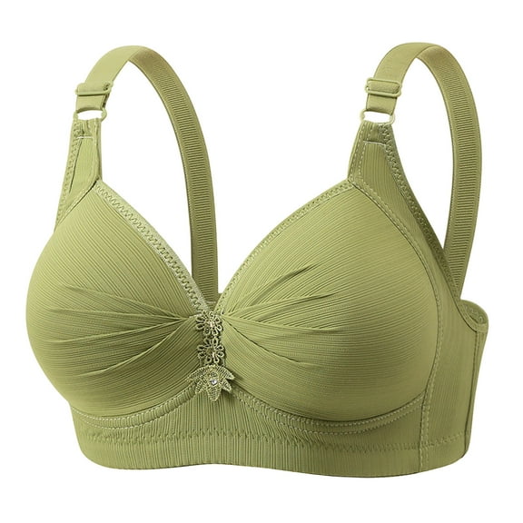 WULMLEO Bras for Women No Underwire Push Up Bralette Adjustable Seamless Bra Plus Size Comfort Wire Free Full Support Bra Green 50