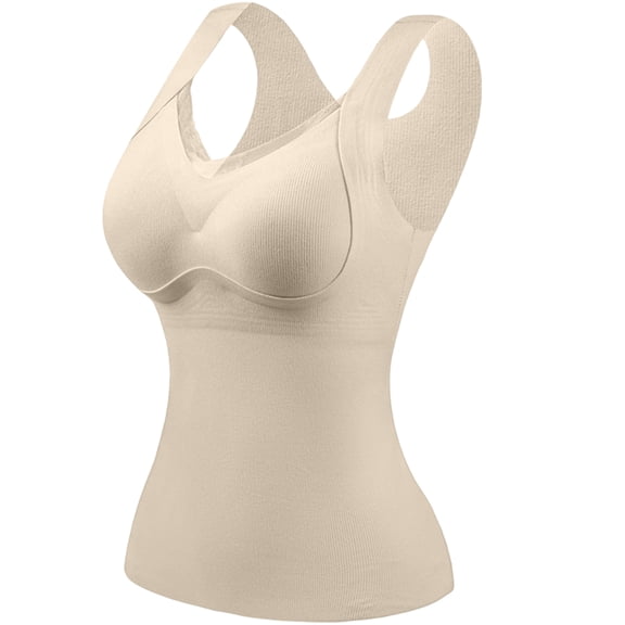WULMLEO Camisole Top Women's Seamless Padded Vest V-Neck Bra Sleeveless Shirt Soft Comfy Underwear Slim Fit Lace Trim Champagne 34
