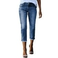 thumbnail image 1 of WULMLEO Capri Jeans for Women Hem Mid Rise Skinny Distressed Denim Butt Lifting Jeggings with Pockets Light Blue L, 1 of 6