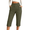 thumbnail image 1 of WULMLEO Capri Pants for Women with Pockets Plus Size High Waisted Stretch Cropped Golf Yoga Capris Work Dressy Wide Leg Tousers Army Green S, 1 of 4