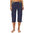 thumbnail image 1 of WULMLEO Cargo Capris for Women Cotton Mid Rise Lightweight Capri Pants Stretchy Travel Hiking Cargo Pants with Pockets Navy M, 1 of 9