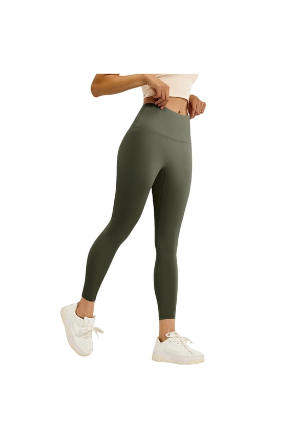 Compression Leggings for Women Tummy Control Butt Lifting Legging Tights Workout Quick Dry High Waisted 7/8 Leggings Army Green L