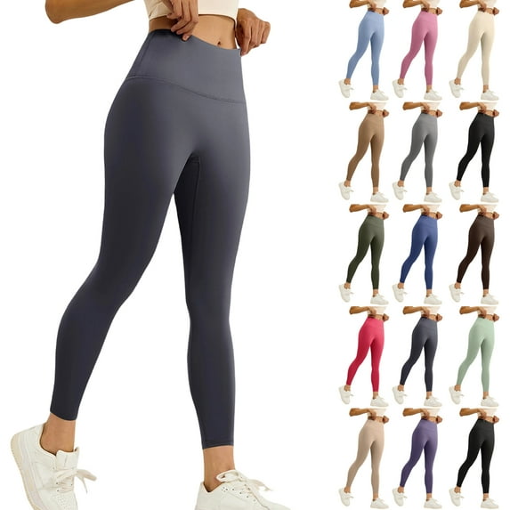 WULMLEO Compression Leggings for Women Tummy Control Butt Lifting Legging Tights Workout Quick Dry High Waisted 7/8 Leggings Dark Gray S