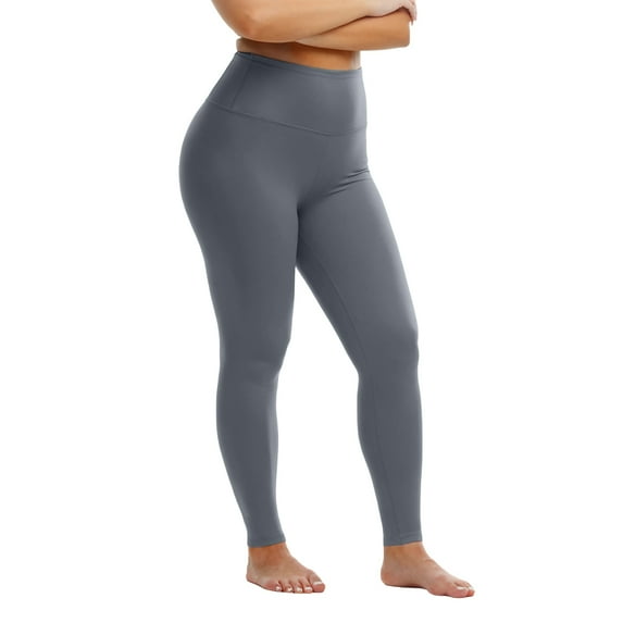 WULMLEO Compression No Front Seam Leggings for Women Tummy Control High Waisted Buttery Soft Yoga Pants Dark Gray 5XL