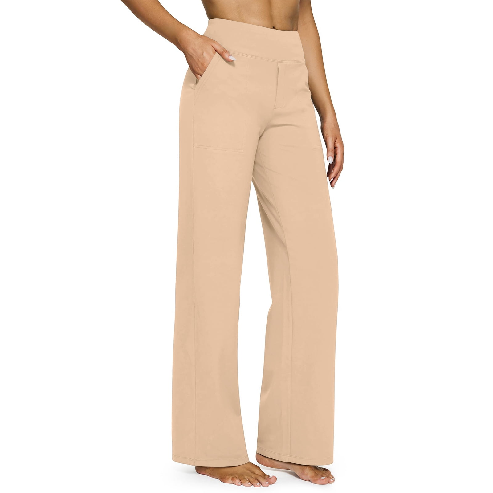 WULMLEO Cooliflex Pants for Women, Softygrace - High Rise Silky Soft Pull-On Comfort Pant, Pulisa Womens Pants Khaki 2XL