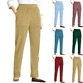thumbnail image 1 of WULMLEO Corduroy Pants for Older Women Elastic High Waisted Pull On Soft Comfortable Loose Fit Slacks with Pockets Earthy Yellow S, 1 of 7