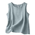 thumbnail image 1 of WULMLEO Cotton Linen Tank Tops for Womens Comfy Lounge Wear Summer Sleeveless Crewneck Shirts Casual Blouse Loose Fit Camis Light Blue Cotton-Linen Blend, 1 of 6