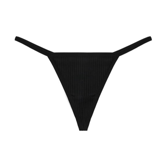 WULMLEO Cotton Thongs for Women G-String Breathable Underwear Low Rise T-back Stretch Sexy Panties Black M