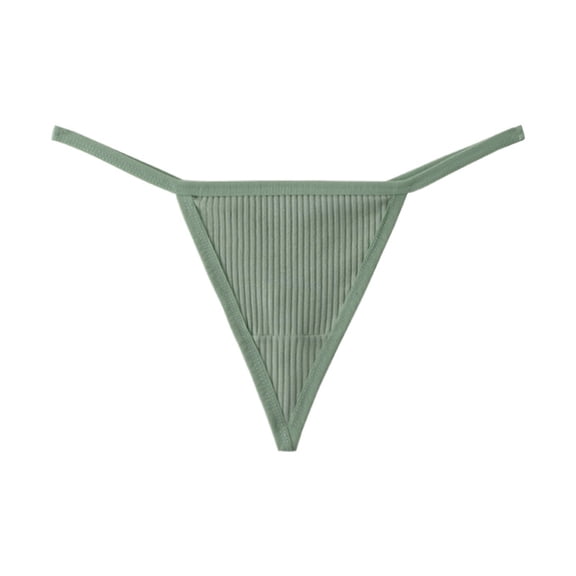WULMLEO Cotton Thongs for Women G-String Breathable Underwear Low Rise T-back Stretch Sexy Panties Dark Green S