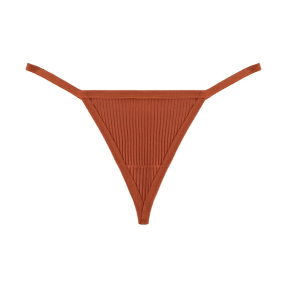 WULMLEO Cotton Thongs for Women G-String Breathable Underwear Low Rise T-back Stretch Sexy Panties Saffron S