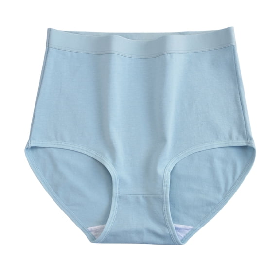 WULMLEO EveryWear Cotton Brief Period Plus Size Underwear - Heavy Absorbency - Comfortable, Thin, and Keeps You Dry from All Leaks Light Blue L