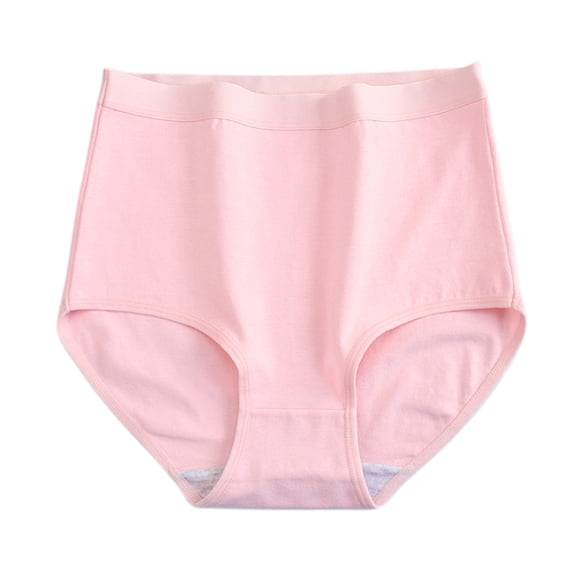 WULMLEO EveryWear Cotton Brief Period Plus Size Underwear - Heavy Absorbency - Comfortable, Thin, and Keeps You Dry from All Leaks Light pink L