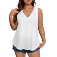thumbnail image 1 of WULMLEO Eyelet Tank Top for Women Scalloped V-Neck Sleeveless Casual Blouse for Summer White 2XL, 1 of 4
