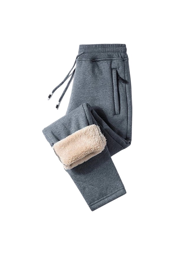 Fleece Lined Sweatpants Women Winter Warm Sherpa Thermal Athletic Joggers Pants with Pockets for Snow Lounge Gray XL