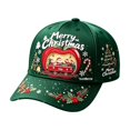 thumbnail image 1 of WULMLEO Green Christmas Santa Embroidery Baseball Hat Twill Cotton Like Curved Brim Adjustable Headwear C One Size, 1 of 7