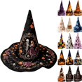 thumbnail image 1 of WULMLEO Halloween Hats for Women Assorted Quilted Witch Hats Varied Seasonal Prints Classic Pointed Wide Brim Cosplay Party Accessory J One Size, 1 of 8