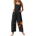 thumbnail image 1 of WULMLEO Halloween Romper for Women Square Neck Funny 2026 Overall Dressy Floral Loose Trendy Jumpsuit Fashion Casual Travel Overalls with Pockets Black XL, 1 of 5
