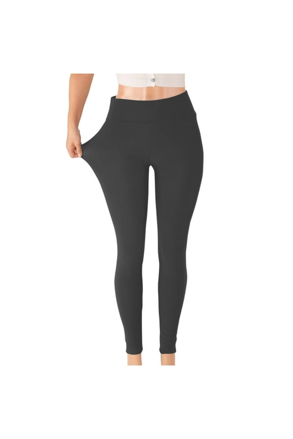 Lambskin Winter Leggings,Fur Lined Leggings for Women,Winter Warm Thickened Multi-Plush Solid Pants Dark Gray S