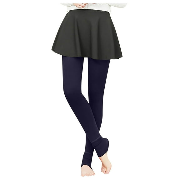 WULMLEO Leggings for Women Soft Winter Fleece Lined Legging High Rise Elastic Stretch Pants Slim Yoga Panty Hose Tummy Control Navy One Size