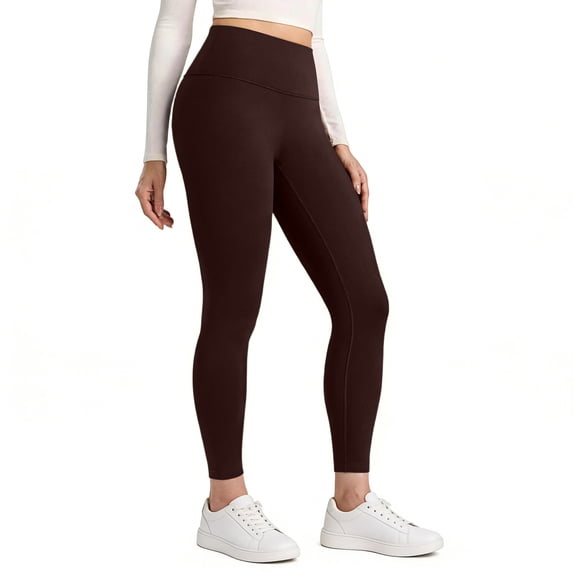 WULMLEO Leggings for Women Tummy Control Butt Lifting Legging Tights Workout Quick Dry High Waisted 7/8 Leggings Coffee 2XL