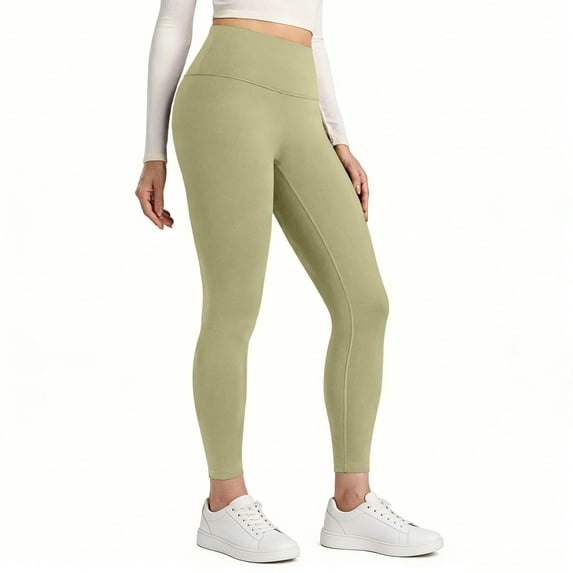 WULMLEO Leggings for Women Tummy Control Butt Lifting Legging Tights Workout Quick Dry High Waisted 7/8 Leggings Green M