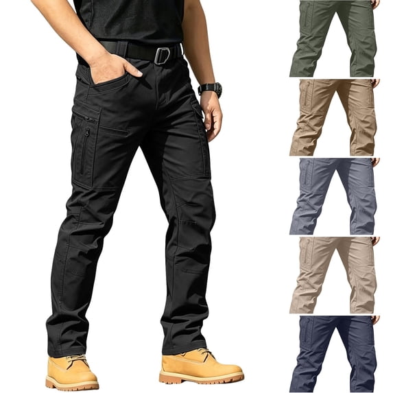 WULMLEO Lightweight Cargo Pants for Men Stretch Work Hiking Trousers 2026 Casual Breathable Soft Slacks with Multi Pockets Black S