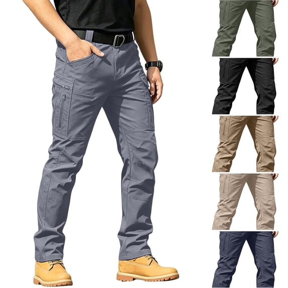 WULMLEO Lightweight Cargo Pants for Men Stretch Work Hiking Trousers 2026 Casual Breathable Soft Slacks with Multi Pockets Gray XL
