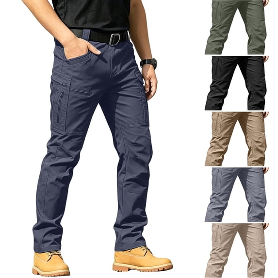 WULMLEO Lightweight Cargo Pants for Men Stretch Work Hiking Trousers 2026 Casual Breathable Soft Slacks with Multi Pockets Navy 3XL