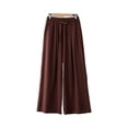 thumbnail image 1 of WULMLEO Linen Wide Leg Pants for Women Casual Summer Bottoms with Drawstring and Pockets Coffee 2XL, 1 of 3