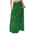 thumbnail image 1 of WULMLEO Long Skirts for Women Casual High Waist Maxi Skirt Flowy Aline Boho Beach Vacation Skirts with Pockets Green L, 1 of 5