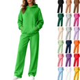 thumbnail image 1 of WULMLEO Matching Sets Women Clothing Matching Hooded Sweatshirts and Wide Leg Joggers Cute Two Piece Set Casual Lightweight Going Out Tracksuit Set Green L, 1 of 7