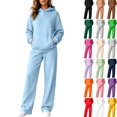 thumbnail image 1 of WULMLEO Matching Sets Women Clothing Matching Hooded Sweatshirts and Wide Leg Sweatpants Loungewear Sweatsuit Outfits Casual Trendy Fall Tracksuit Set Sky Blue L, 1 of 7