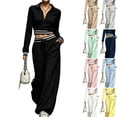 thumbnail image 1 of WULMLEO Matching Sweat Sets for Women Lounge Oversized Outfit for Vacation Walking Black S, 1 of 7