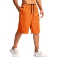 thumbnail image 1 of WULMLEO Men's Athletic Shorts with Pockets 11" Long Basketball Bottoms Lightweight Quick Dry Gym Workout Shorts for Training Saffron S, 1 of 7