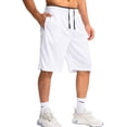 thumbnail image 1 of WULMLEO Men's Athletic Shorts with Pockets 11" Long Basketball Bottoms Lightweight Quick Dry Gym Workout Shorts for Training White XL, 1 of 7
