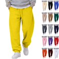 thumbnail image 1 of WULMLEO Men's Baggy Sweatpants with Pockets Drawstring Loose Fit Cuffed Gym Casual Joggers Yellow L, 1 of 6