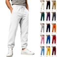 thumbnail image 1 of WULMLEO Men's Jogger Pants with Pockets Drawstring Tapered Athletic Sweatpants for Gym Running Casual White M, 1 of 7