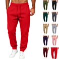 thumbnail image 1 of WULMLEO Men's Tapered Jogger Sweatpants Drawstring Waist with Pockets Cotton Athletic Lounge Pants Red L, 1 of 9