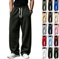 thumbnail image 1 of WULMLEO Men's Wide Leg Sweatpants with Pockets Drawstring Loose Fit Baggy Athletic Pants for Fall Casual Dark Gray 3XL, 1 of 9