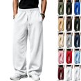 thumbnail image 1 of WULMLEO Men's Wide Leg Sweatpants with Pockets Drawstring Loose Fit Baggy Athletic Pants for Fall Casual White L, 1 of 9