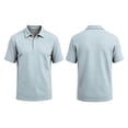 thumbnail image 1 of WULMLEO Mens Polo Shirts 2 Buttons Cotton Short Sleeve Tops Golf Collared Basic Tshirts Breathable Soft Classic Tees Cyan Polyester, 1 of 6