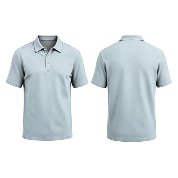 WULMLEO Mens Polo Shirts 2 Buttons Cotton Short Sleeve Tops Golf Collared Basic Tshirts Breathable Soft Classic Tees Cyan Polyester