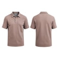 thumbnail image 1 of WULMLEO Mens Polo Shirts 2 Buttons Cotton Short Sleeve Tops Golf Collared Basic Tshirts Breathable Soft Classic Tees Light Brown Polyester, 1 of 6