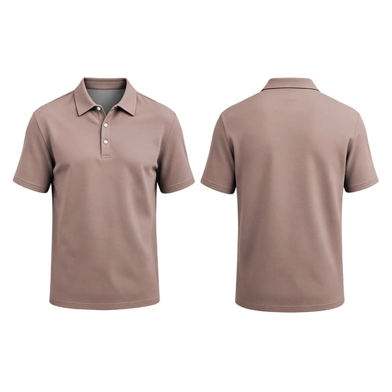 WULMLEO Mens Polo Shirts 2 Buttons Cotton Short Sleeve Tops Golf Collared Basic Tshirts Breathable Soft Classic Tees Light Brown Polyester